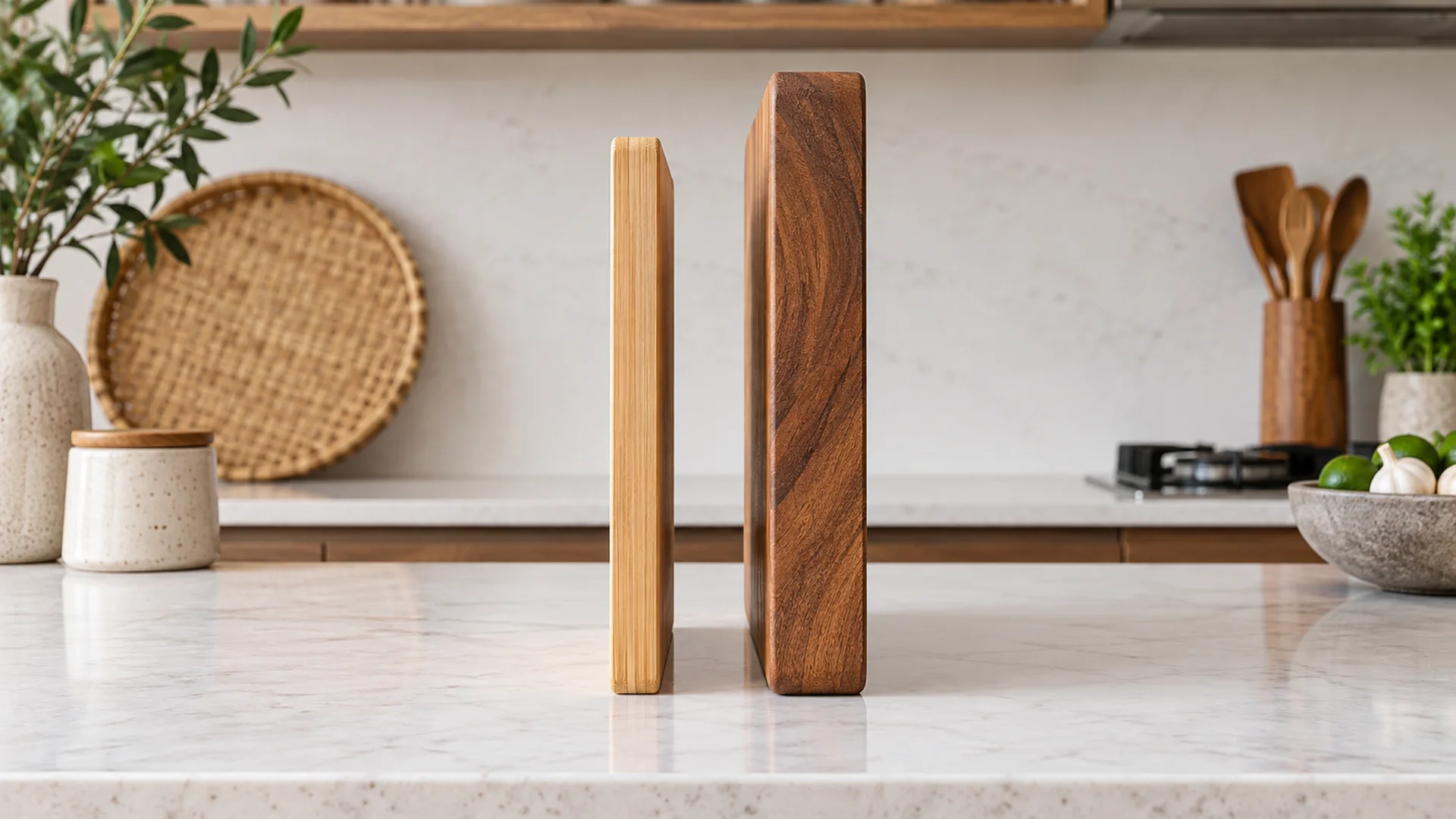 So sánh độ dày thớt tre và thớt gỗ teak