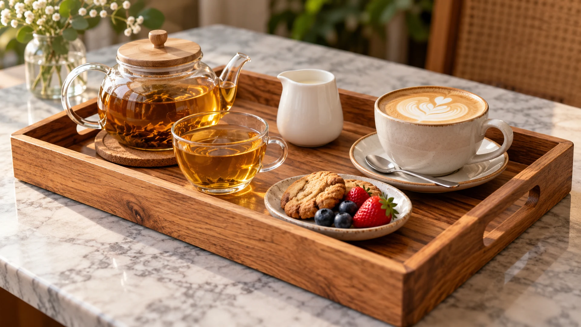 Khay gỗ dùng cho quán cafe